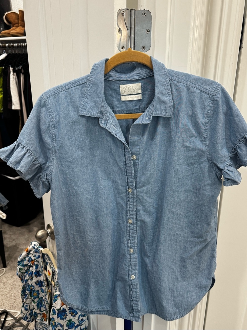 J. Crew Light Blue Denim Short-Sleeve Button-Down Shirt